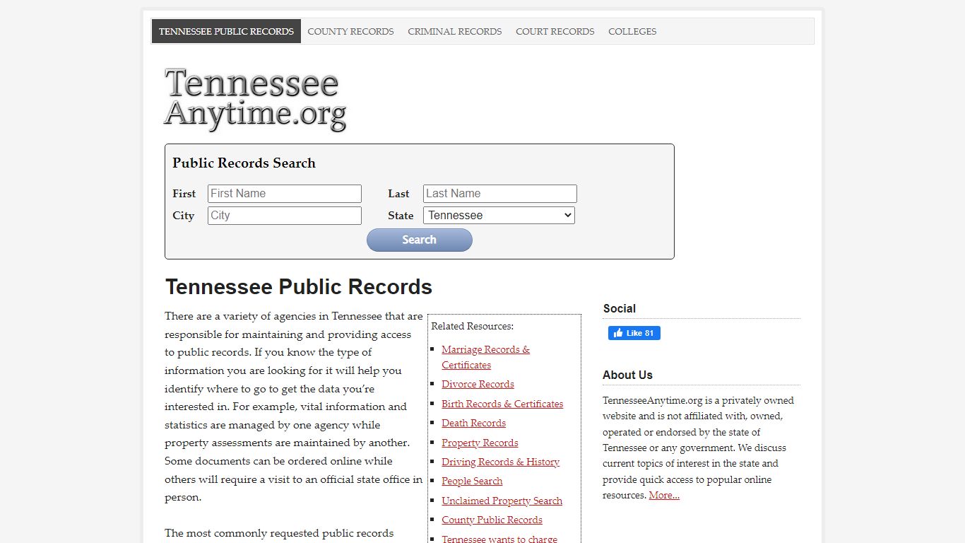 Tennessee Public Records